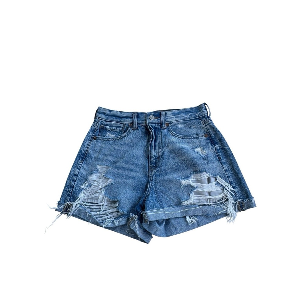 American Eagle Women's Distressed Stretch Blue Jean Shorts, Size 4